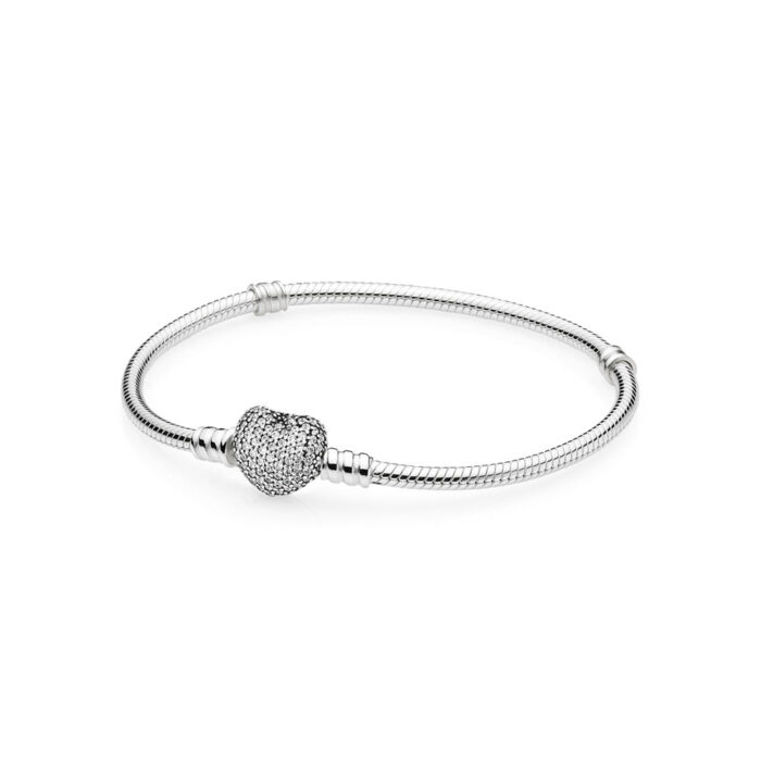 590727CZ Pandora - Moments Silver Bracelet Pavé Heart - sølvarmbånd
