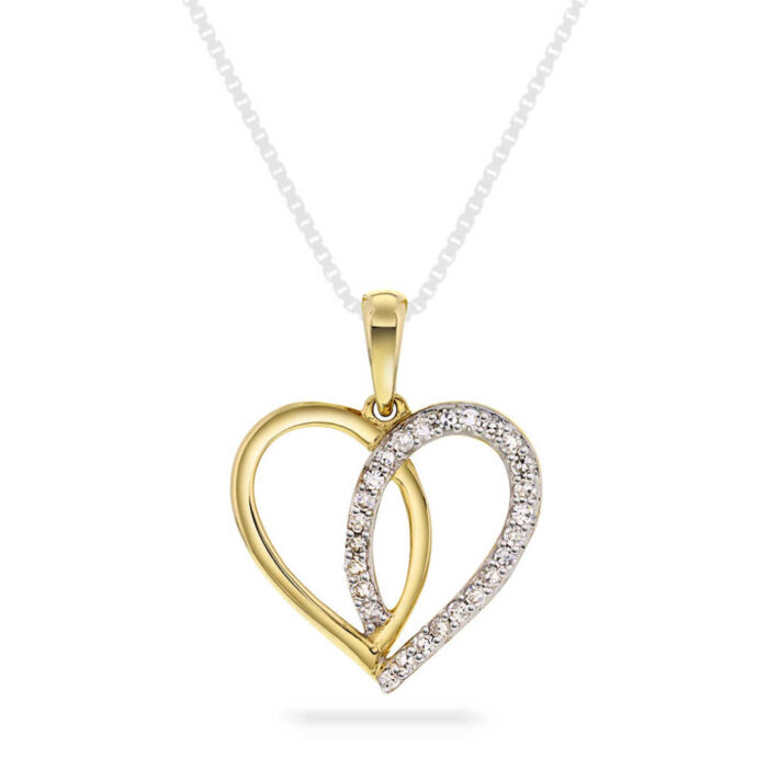 59496 Pan Jewelry - Hjerte anheng i gult gull med diamanter - 0,10 ct W/P1 - NB: Kommer inn i okt/nov