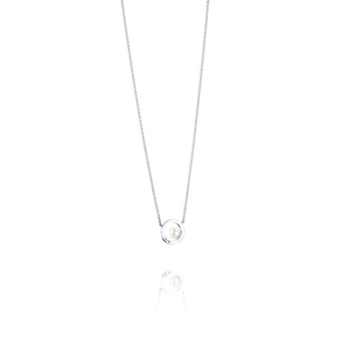 Efva Attling- 60's Pearl Long Necklace- sølvkjede med ferskvannsperle