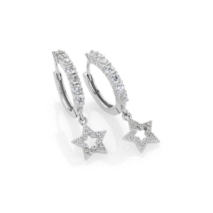 720056 A Hoops & Rings by Gulldia - Stina øreringer i sølv med zirkonia - stjerne
