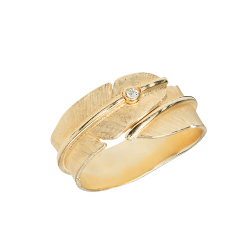 Heiring - Fjær Liten - Ring i gull med diamant
