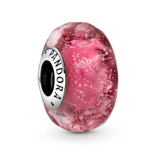 Pandora - Bølget fancy rosa muranoglass charm