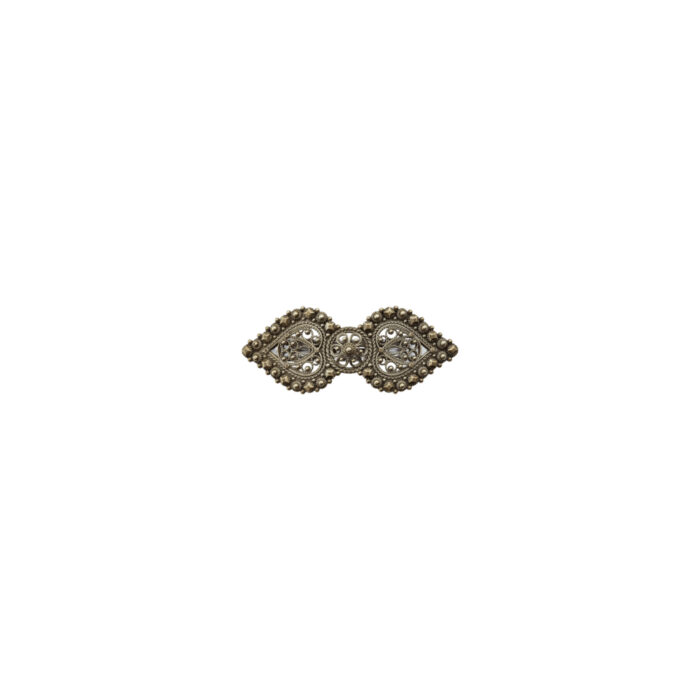 800071 Sylvsmidja - Hårspenne liten med kruser, gammelforgylt sølv