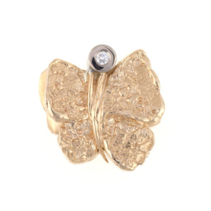 9 7097 Van Bergen - Butterfly - Lås i gult gull med diamanter