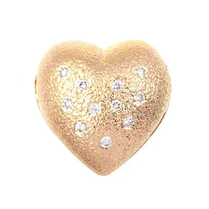 9 7190 11 C Van Bergen - Golden Heart hjertelås i gult gull med diamanter ialt 0,22 ct TW/SI