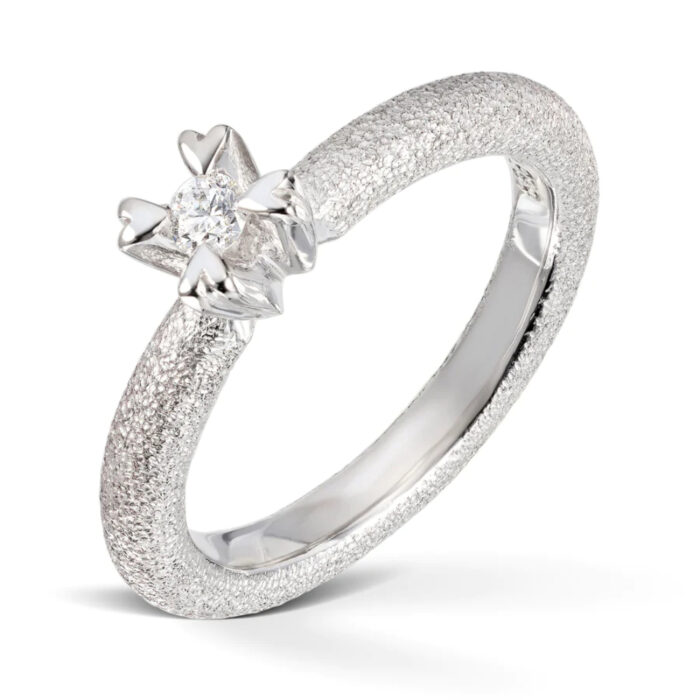 9 9335 10 H Van Bergen - Love Heart ring i hvitt gull med diamant 1 x 0,10 ct TW/SI