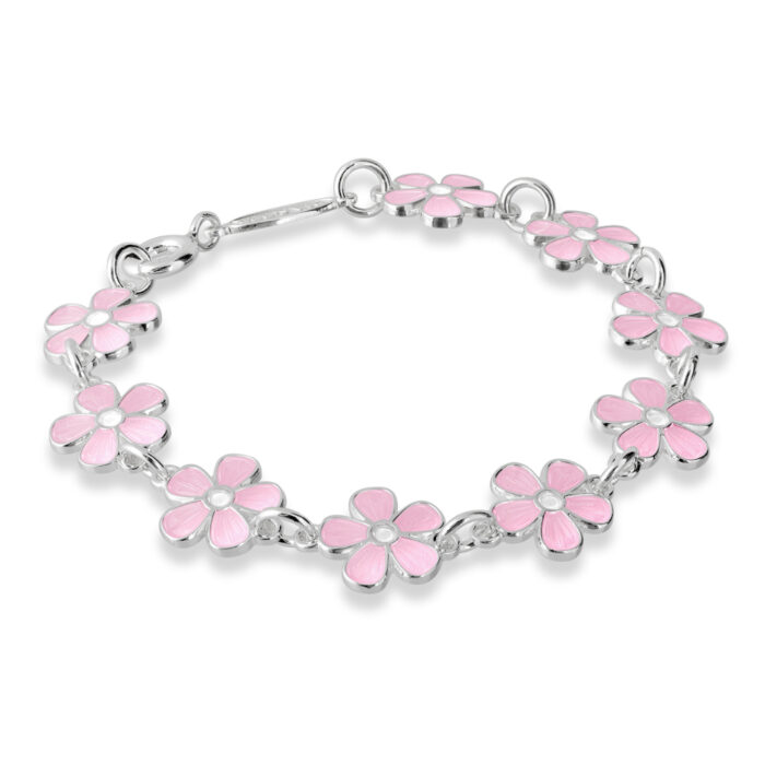 90201 Pia&Per - Armbånd med rosa blomster - 925 sølv og Glassemalje Pia&Per - Armbånd med rosa blomster - 925 sølv og Glassemalje