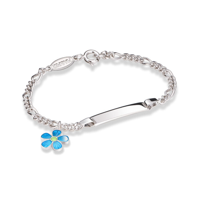 902515 1 Pia&Per - ID armbånd i sølv med glassemalje, turkis blomst