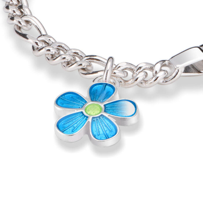 902515 1 Pia&Per - ID armbånd i sølv med glassemalje, turkis blomst