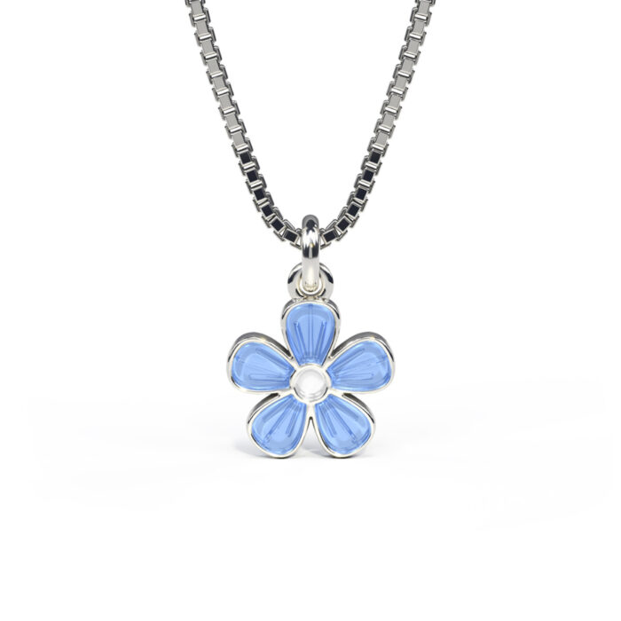 90702 1 Pia&Per - Halssmykke i sølv med lyseblå blomst Pia&Per - Halssmykke i sølv med lyseblå blomst