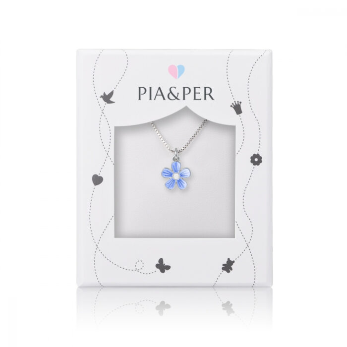 90702 Pia&Per - Halssmykke i sølv med lyseblå blomst Pia&Per - Halssmykke i sølv med lyseblå blomst