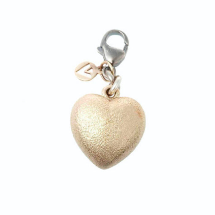 920c Van Bergen - Golden/Love Heart - Charm i gult gull med stål karabin