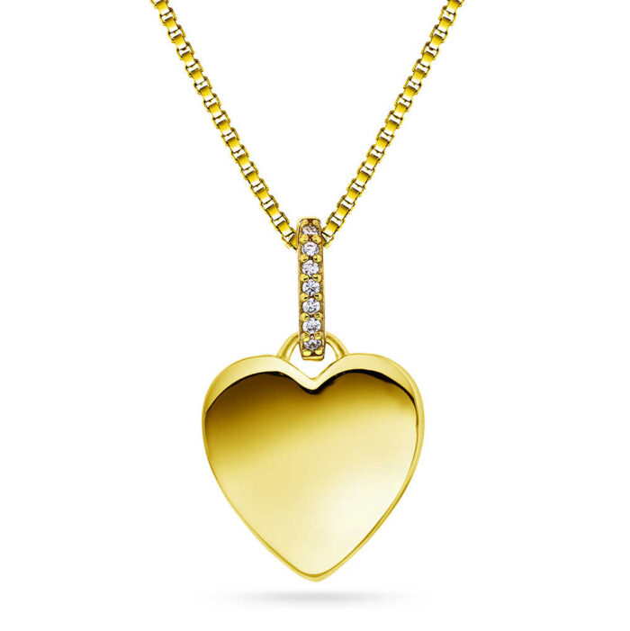 991816 A PAN Jewelry - Halssmykke i forgyldt sølv med zirkonia, hjerte