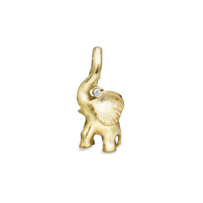 A1383 401 F Ole Lynggaard - Elephant Sweet Drops Charm i gult gull med 0,01 ct diamant