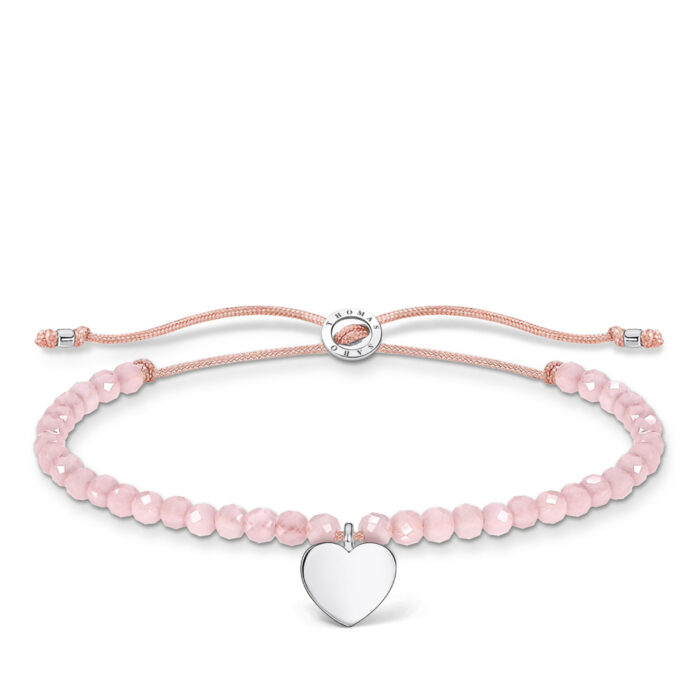 A1985 813 9 Thomas Sabo - Armbånd med rosenkvarts perler og sølvhjerte - Symbols of Love