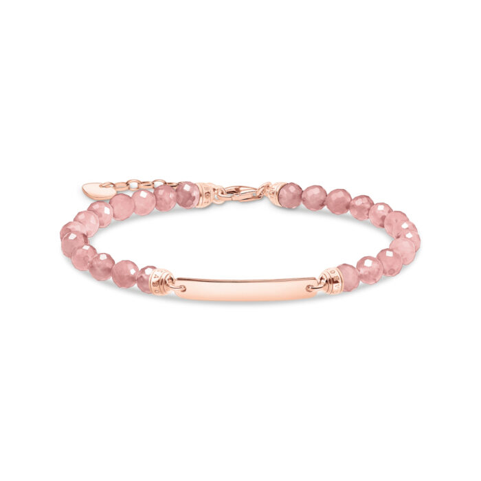 A2042 415 9 Thomas Sabo - Armbånd i roseforgylt sølv og rosa perler - Kan graveres