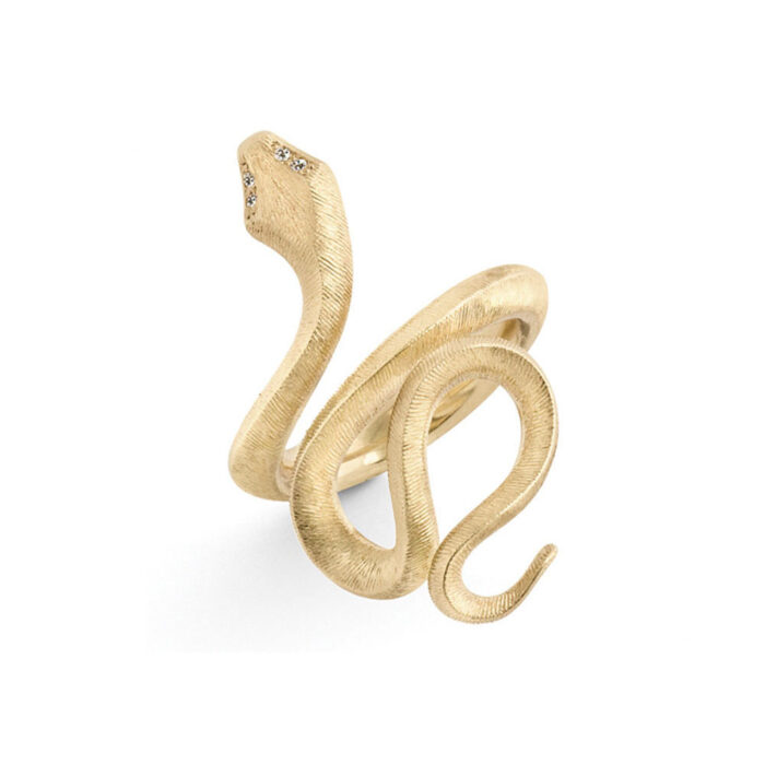 OLE LYNGGAARD COPENHAGEN - Snakes medium ring i gult gull med 0,02 ct diamanter