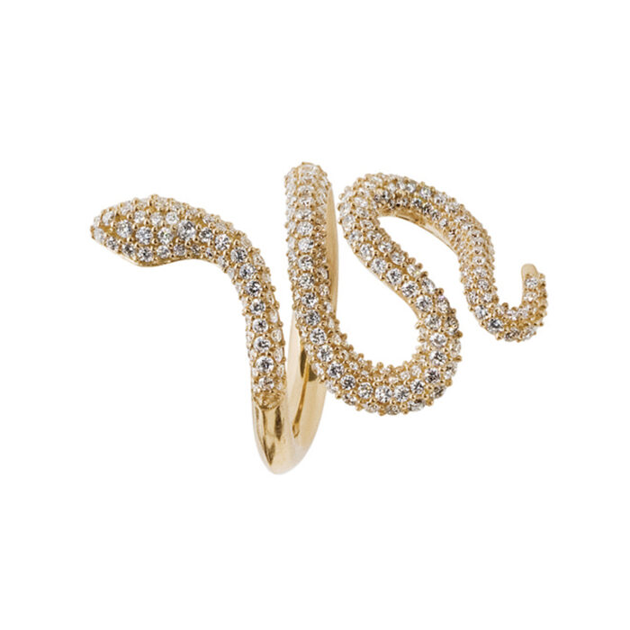 A2673 404 F Ole Lynggaard - Snakes medium ring i gult gull pavert med 1,35 ct diamanter