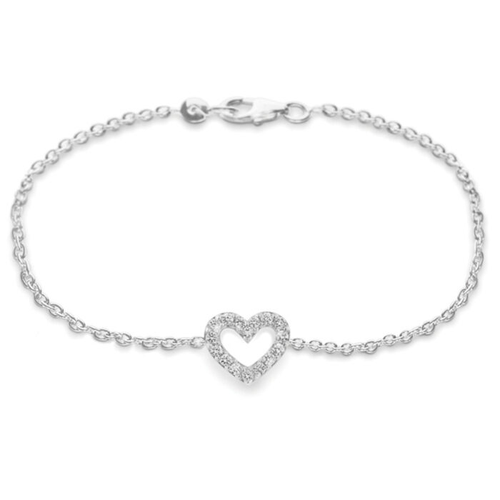 A2743 501 F Ole Lynggaard - Hearts armbånd i hvitt gull med 0,16 ct diamanter