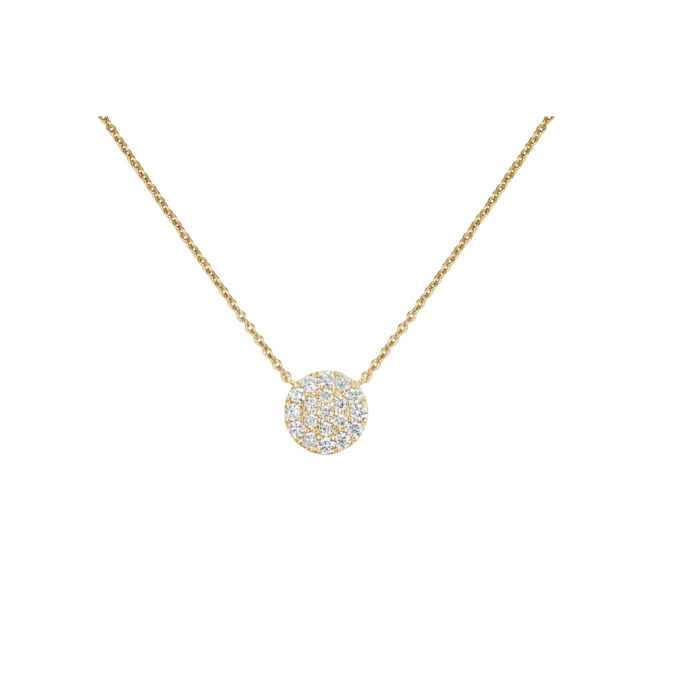 C38.0017.G995.Y 3 Diamonds by Frisenberg - Anheng i gult gull med diamanter inkludert gultgull kjede.