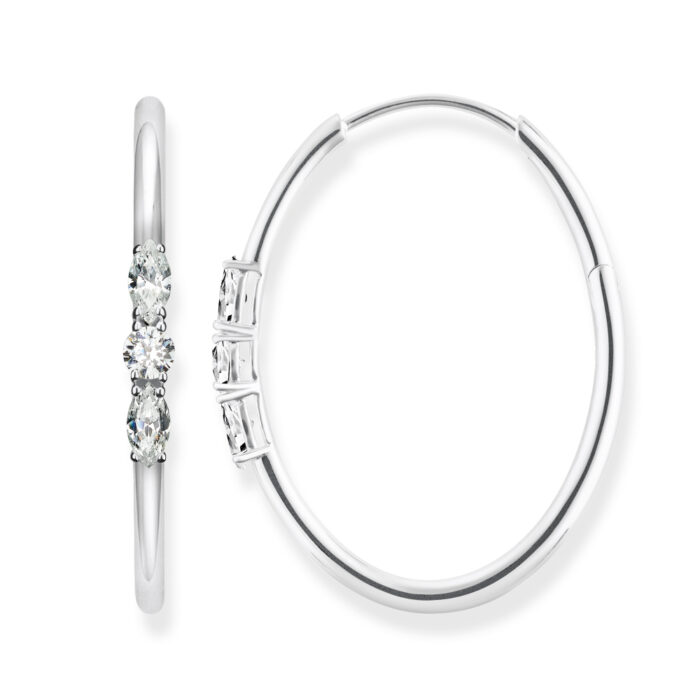 CR633 051 14 Thomas Sabo - "Royalty white" ovale hoops i sølv