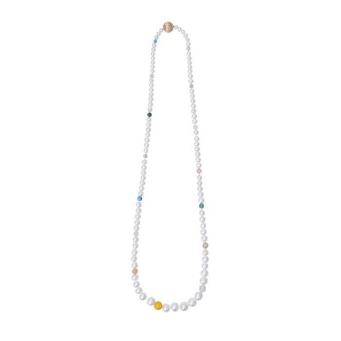 D9970 001 Ole Lynggaard - Lace design collier med miks av perler og stener, uten lås - 70 cm