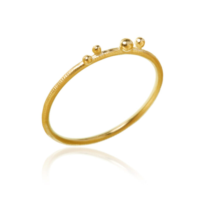 DEL3 A1350 Dulong - Delphis ring med 4 kuler - Velg mellom 18k gult gull eller sølv