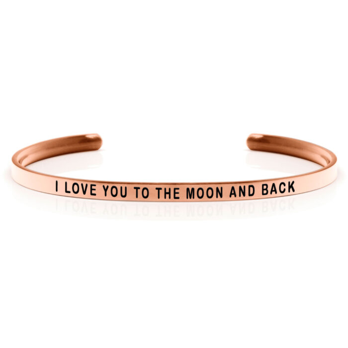 DS23031 Daniel Sword-Armring- Cuff-Stål- Roseforgyldt-I LOVE YOU TO THE MOON AND BACK