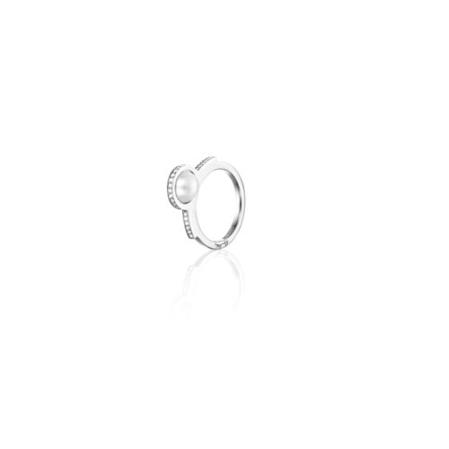 Efva Attling - Day Pearl & Stars - Ring i hvitt gull med ferskvannsperle og diamanter