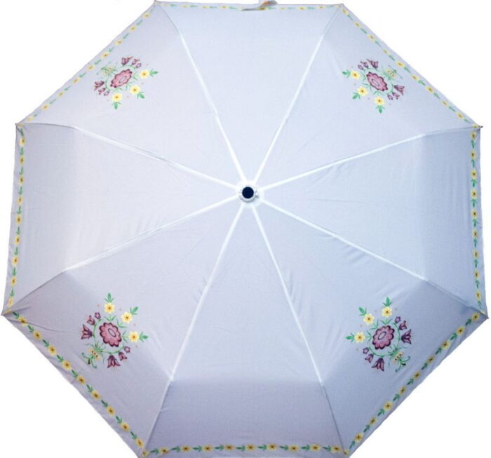 Fil 05.05.15 22.36.47 Bunadsparaply Løken hvit - Solid paraply av meget god kvalitet med håndsilketrykk Bunadsparaply Løken hvit - Solid paraply av meget god kvalitet med håndsilketrykk