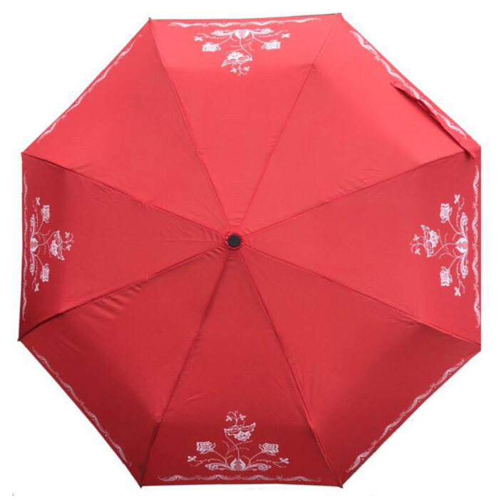 Follo rød Bunadsparaply Follo rød - Solid paraply av meget god kvalitet med håndsilketrykk