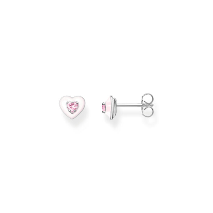 H2268 041 9 Thomas Sabo - Ørepynt i sølv, med hvit og rosa hjerte - Charming Pop
