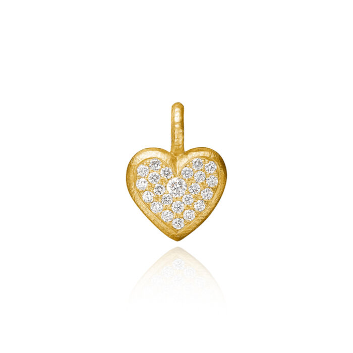 HEA6 A2050 Dulong - Heart vedheng i 18k gult gull med diamanter