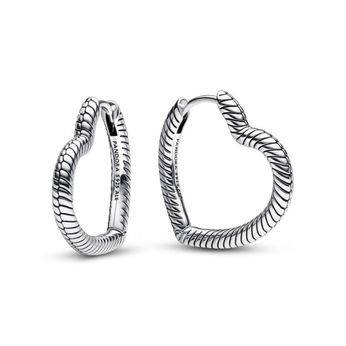 Pandora - Moments Heart Charm Hoop Earrings