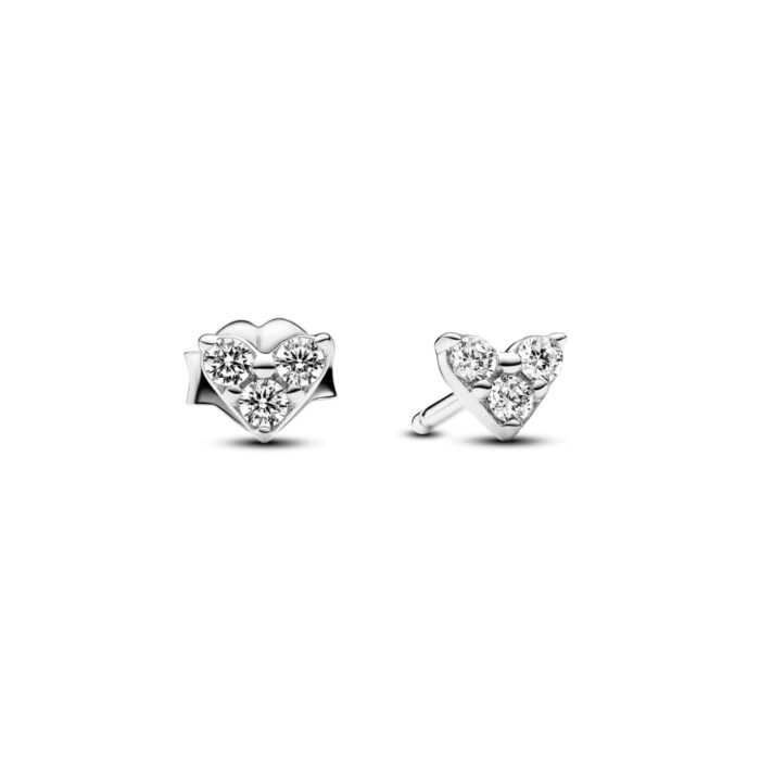 Pandora - Triple Stone Heart Stud Earrings