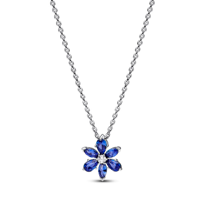 Pandora - Sparkling blue herbarium cluster pendant necklace