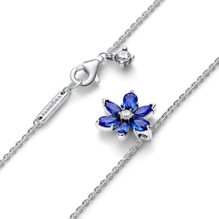 Pandora - Sparkling blue herbarium cluster pendant necklace