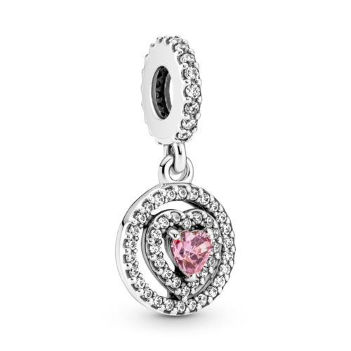Pandora - Sparkling double halo heart dangle charm