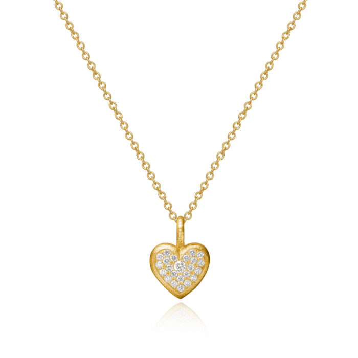 Heart Pave on Stream 30 Dulong - Heart vedheng i 18k gult gull med diamanter