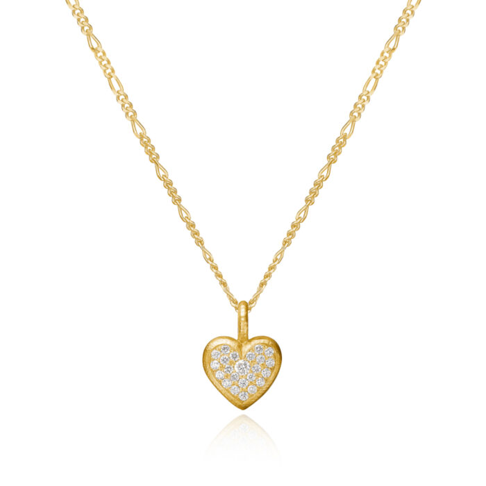 Heart Pave on Thera Dulong - Heart vedheng i 18k gult gull med diamanter