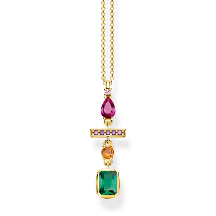 KE1892 488 7 Thomas Sabo - Necklace Colourful Mix Of Forms Gold - Halssmykke Thomas Sabo - Necklace Colourful Mix Of Forms Gold - Halssmykke