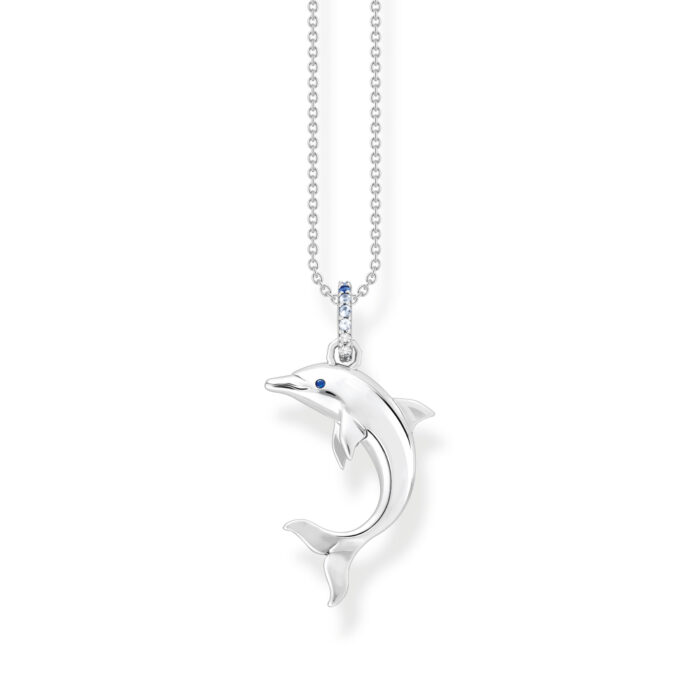 KE2144 644 1 a2 Thomas Sabo - Oceanvibes - Halssmykke i sølv med delfin og fargede steiner Thomas Sabo - Oceanvibes - Halssmykke i sølv med delfin og fargede steiner