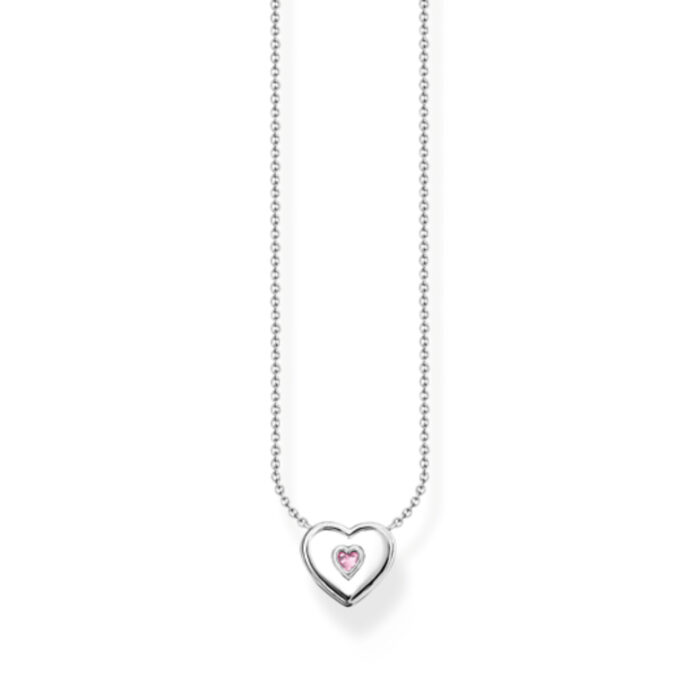 KE2184 041 9 a2 Thomas Sabo - Halssmykke i sølv, med hvit og rosa hjerte - Charming Pop Thomas Sabo - Halssmykke i sølv, med hvit og rosa hjerte - Charming Pop