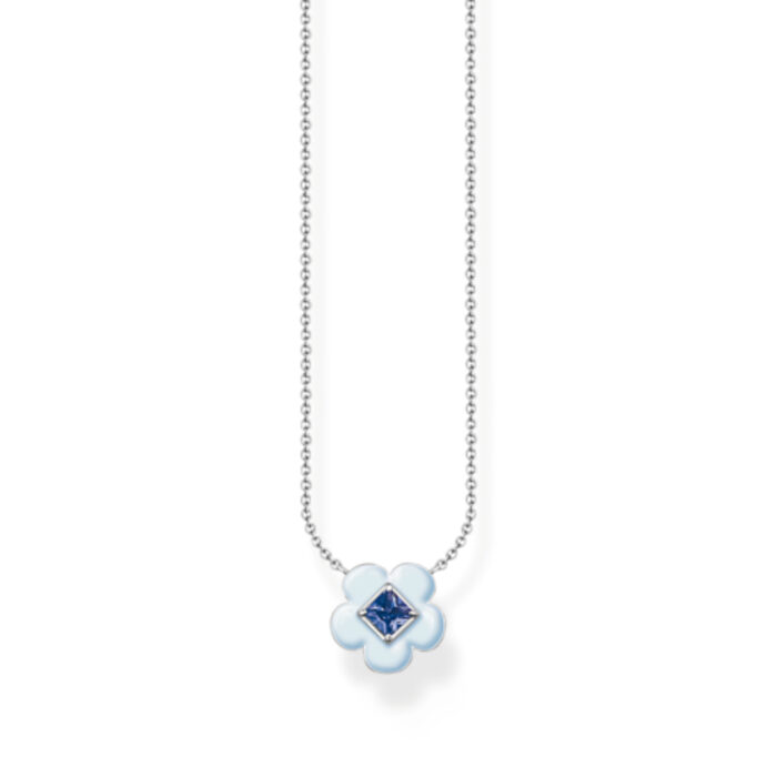 KE2185 496 1 Thomas Sabo - Halssmykke i sølv, med hvit og blå blomst - Charming Pop