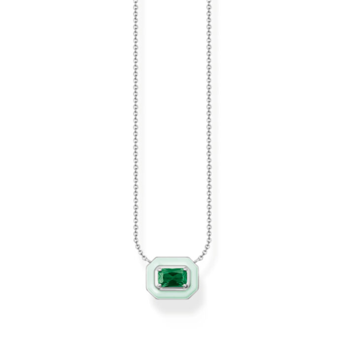 KE2186 496 6 Thomas Sabo - Halssmykke i sølv, med hvit og grønn rektangel - Charming Pop Thomas Sabo - Halssmykke i sølv, med hvit og grønn rektangel - Charming Pop