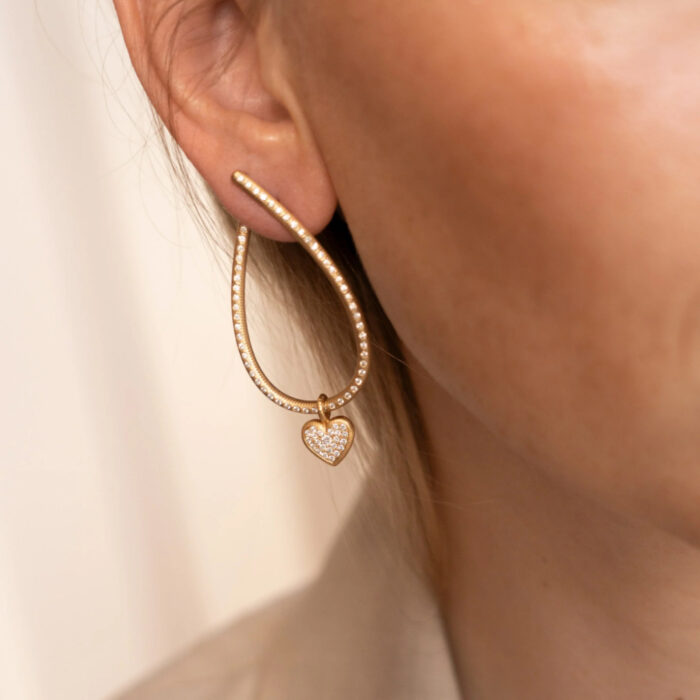 Kharisma Galaxy earrings Large Heart Diamond Pendants 1 Dulong - Heart vedheng i 18k gult gull med diamanter