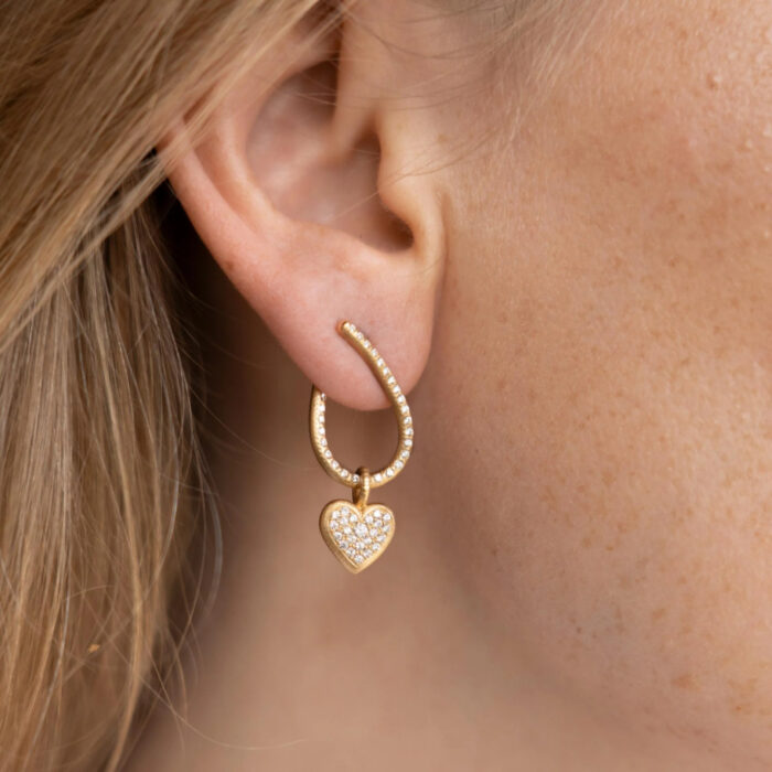 Kharisma Galaxy earrings Small Heart Diamond Pendants Dulong - Kharisma Galaxy ørepynt i 18k gult gull med diamanter - Liten