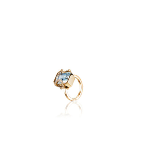 Efva Attling - Little magic star - ring i gull med aquamarine