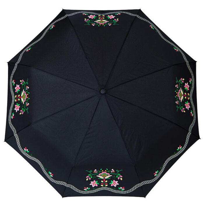 Lundeby sort7620 Bunadsparaply Lundeby sort - Solid paraply av meget god kvalitet med håndsilketrykk