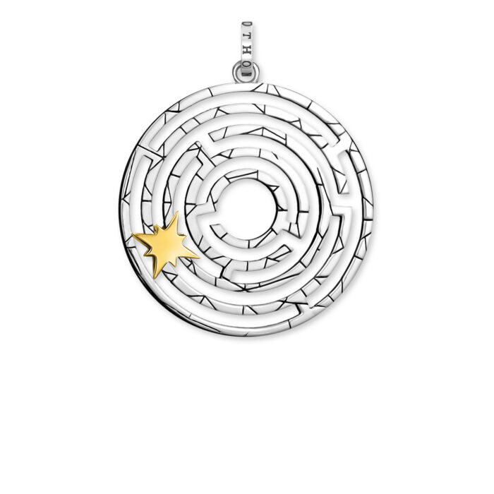 PE851 849 14 a3 Thomas Sabo - Pendant Labyrinth Whit Golden Star - Anheng I Sølv